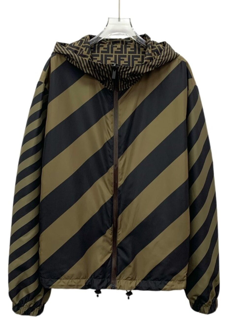 Fendi 2023 Dark brown diagonal stripe jacket